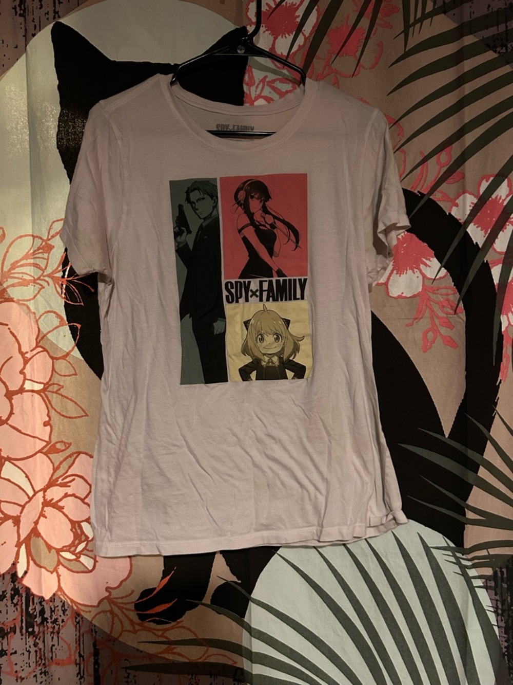 Hot Topic White Spy x Family Short Sleeve Graphic Tee with Multicolor Panels